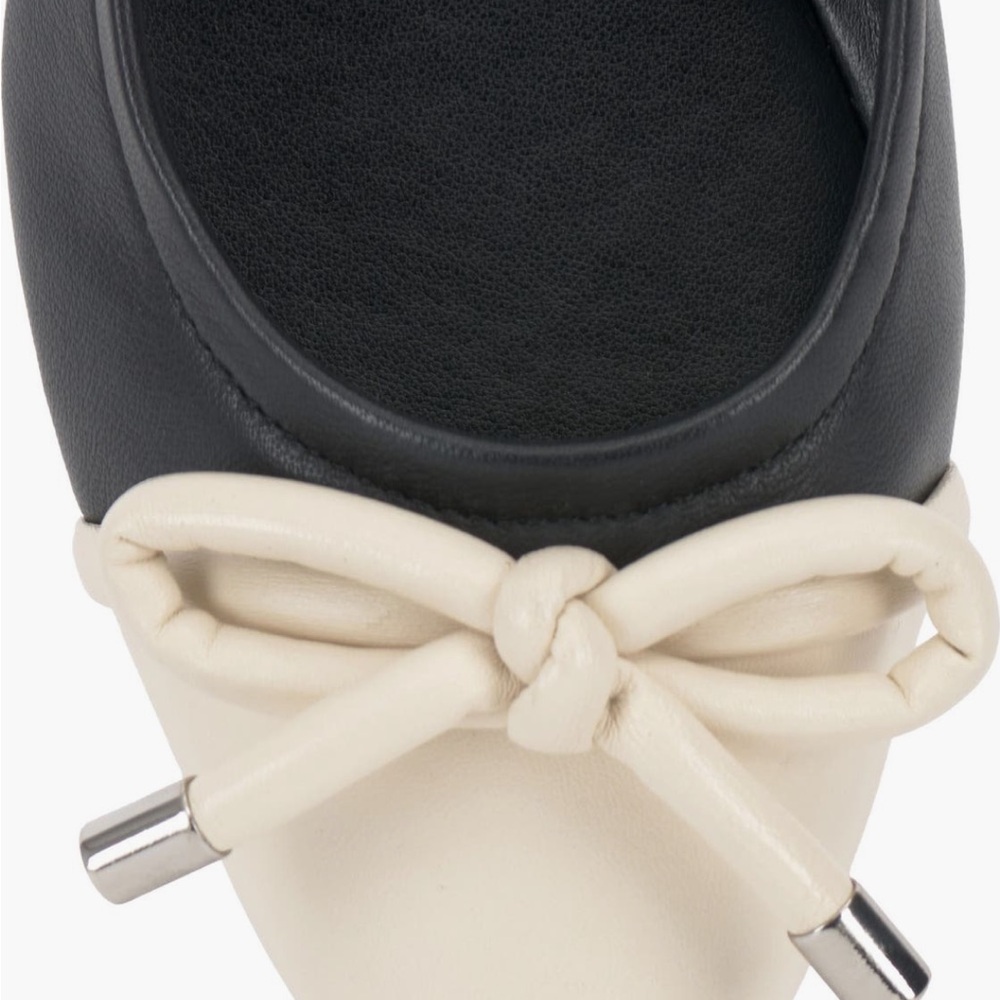 Women's Black and Cream Ballet Flats - Picture 4 of 5